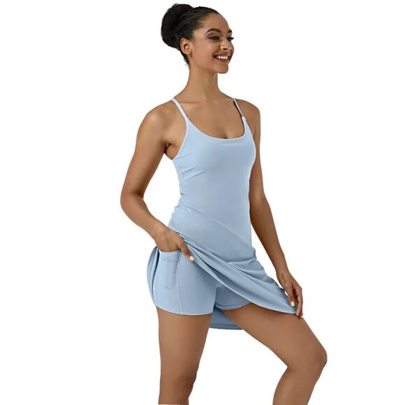 HALARA 2 in 1 Backless Active Dress Cut Out Adjustable Strap Angel Falls XS NEW - Picture 2 of 7